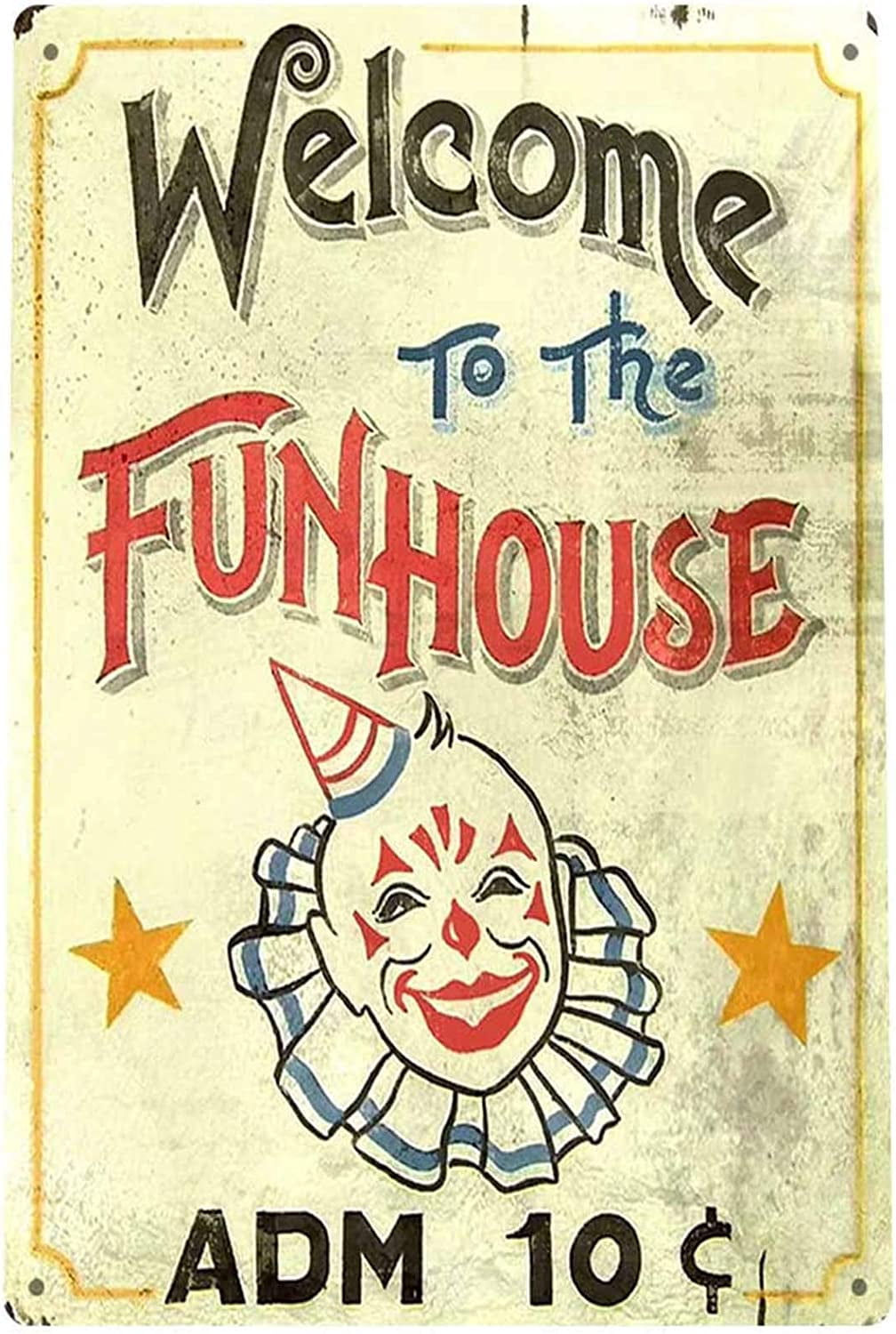 Vintage Metal Tin Sign Fun House Circus Decor Clown Art Kitchen Store ...