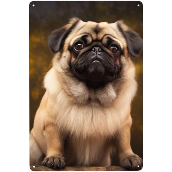 Vintage Metal Tin Sign, Funny Pug Dog Wall Art Plaque, Decorative Poster for Home Garage, 8 x 12 Inch