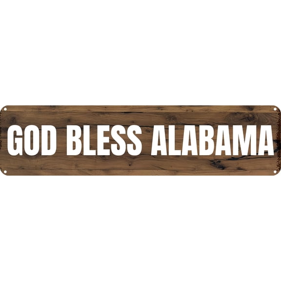 Vintage Metal Tin Sign GOD BLESS ALABAMA Retro Wall Decor for Home, Cafe, and Garden - Aluminum Sign for Men & Women 4"x16"