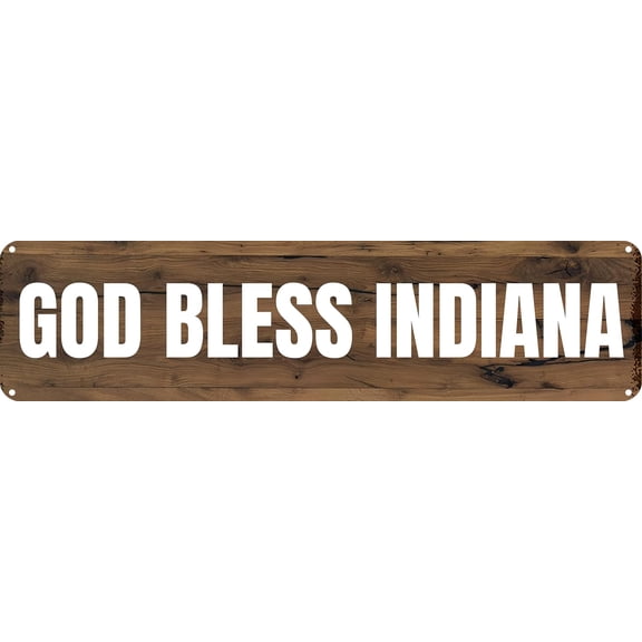 Vintage Metal Tin Sign GOD BLESS INDIANA Retro Wall Decor for Home, Cafe, and Garden - Aluminum Sign for Men & Women 4"x16"