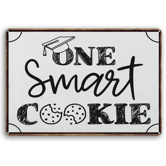 Vintage Metal Tin Sign Graduation Decorations 2024 One Smart Cookie Sign Homeschool Decor Classroom Sign Funny Kitchen Bar Club (Aluminum) Size: 12 x 16 inch