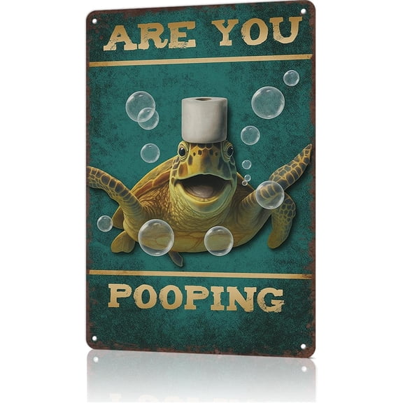 Vintage Metal Tin Sign Humorous Sea Turtle Wall Art Poster for Dorm Home Office Room Decor 8x12 Inch