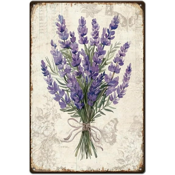 Vintage Metal Tin Sign Iron Wall Decor 300x200x2.2mm for Bars Restaurants Cafe Pubs Rectangle Lavender