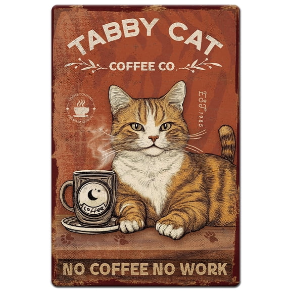 Vintage Metal Tin Sign Iron Wall Decor for Bars Restaurants Cafe Pubs Rectangle Cat Shape 200x300x2.2mm Cat Shape