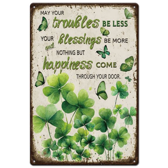 Vintage Metal Tin Sign Iron Wall Decor for Bars Restaurants Cafe Pubs Rectangle Clover 200x300x2.2mm