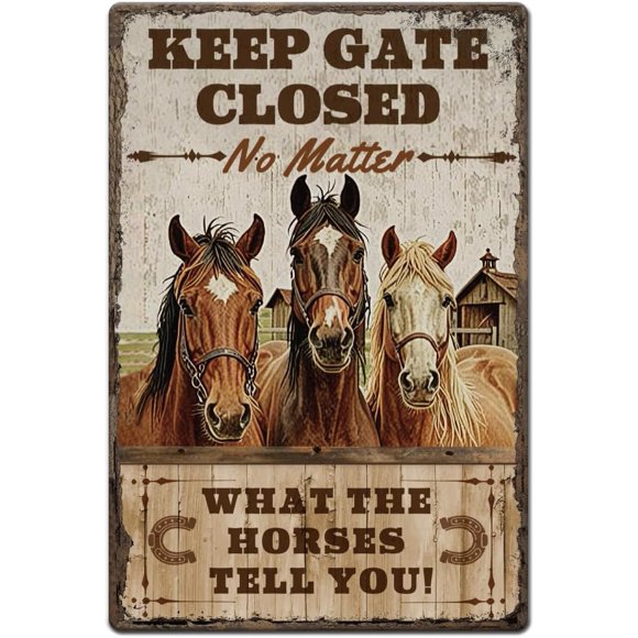 Vintage Metal Tin Sign Iron Wall Decor for Bars Restaurants Cafe Pubs Rectangle Horse 300x200x2.2mm 1 pc