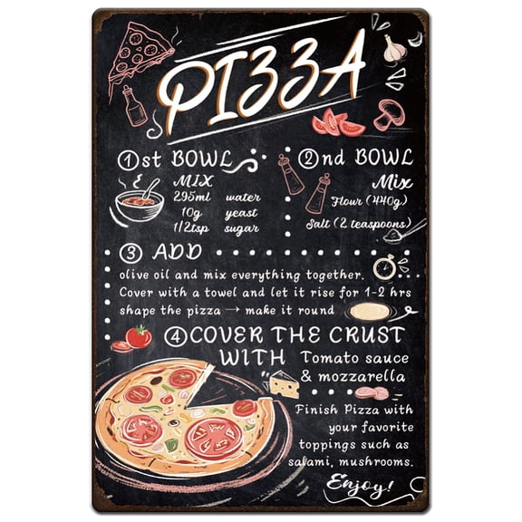 Vintage Metal Tin Sign Iron Wall Decor for Bars Restaurants Cafe Pubs Rectangle Pizza 300x200x2.2mm