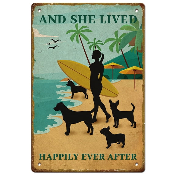Vintage Metal Tin Sign Iron Wall Decor for Bars Restaurants Cafes Pubs Vertical Rectangle Beach Theme Pattern 300x200x2.2mm DIY