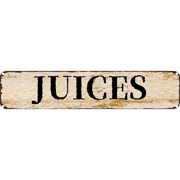 Vintage Metal Tin Sign Juices Retro Wall Decor for Home, Cafe, and Garden - Aluminum Sign for Men & Women 4"x16"