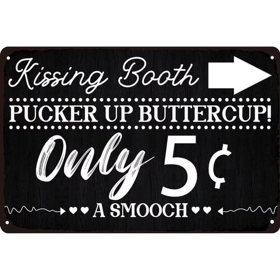 Vintage Metal Tin Sign Kissing Booth Pucker up Buttercup Tin Art Sign Gifts Kitchen Bathroom Wall Decor Funny Novelty Kitchen Bar Club Garage Size: 12 x 16 inch