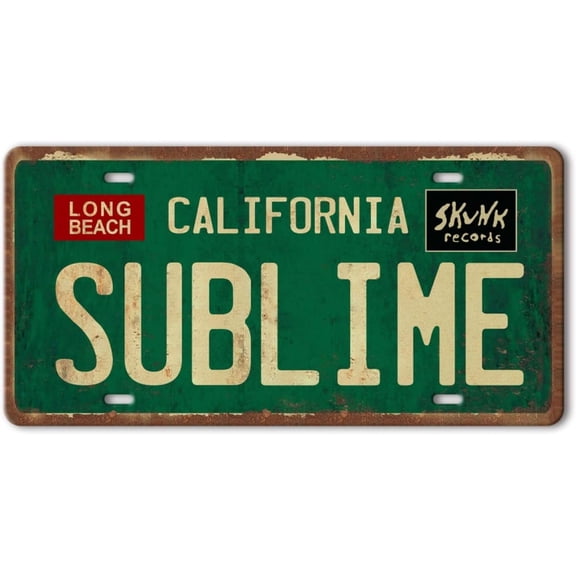 Vintage Metal Tin Sign Long Beach California Sublime Poster Grunge Hippie Room Decor Rock Band Posters Sublime Tapestry Funny Street Signs For Bedroom Wall Aesthetic 90s Bathroom Sign 12 X 6 Inch