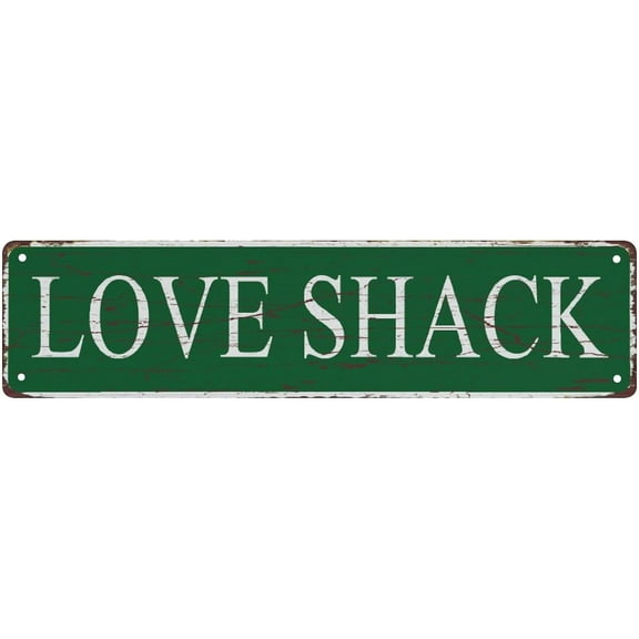 Vintage Metal Tin Sign Love Shack Retro Metal Tin Signs 16X4 Inch For Shop Yard Man Cave Garage Outdoor Funny Wall Decor Decorative Poster Plate