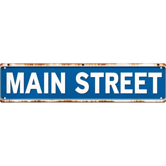 Vintage Metal Tin Sign Main Street Retro Wall Decor for Home Bar Garage, 16 x 4 Inches, Outdoor Rustic Kitchen Art