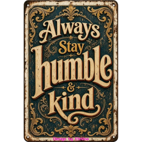 Vintage Metal Tin Sign for Man Cave Always Stay Humble And Kind Wall Easter Bible Themed Quotes Retro Wall Decoration Plaques Christian Gift Religious Aluminum Front Porch Bedroom 8x12 In