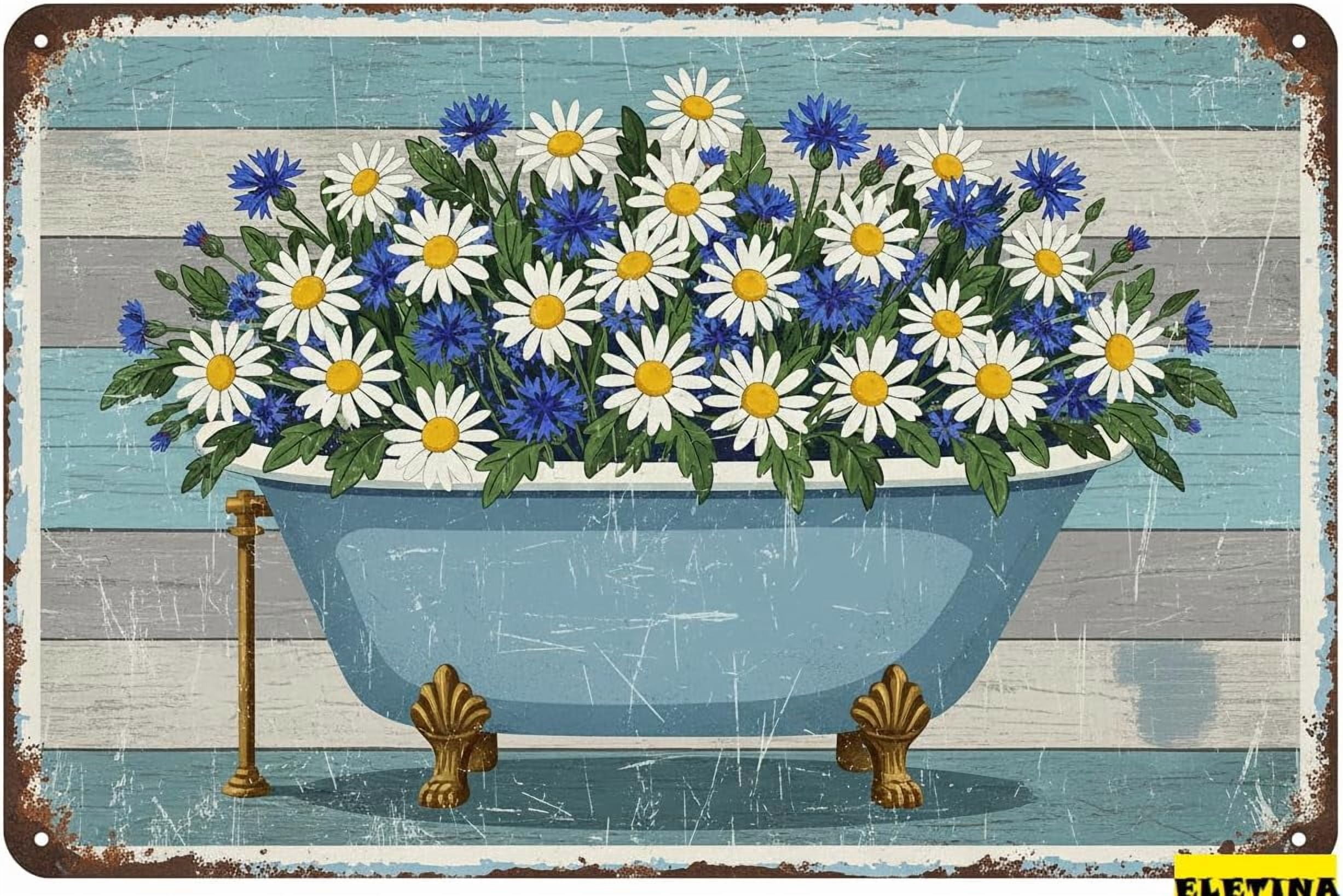 Vintage Metal Tin Sign For Man Cave Funny Daisy Flower Retro Art Old ...