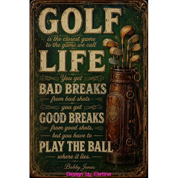 Vintage Metal Tin Sign for Man Cave Golf Sports Wall Dcor Poster Is The ...