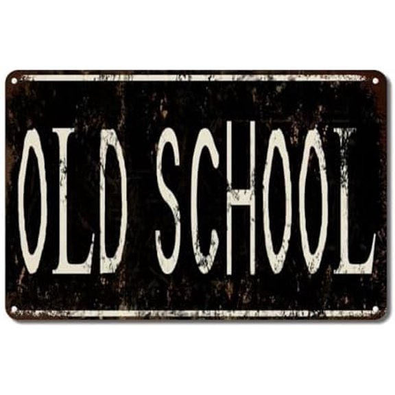 Vintage Metal Tin Sign for Man Cave Old School Black Background Plaque Old School Funny Men Retro Wall Hanging Plaque Outdoor Patio Yard Pool Garden Porch Garage 12x8in Private Property Decorative