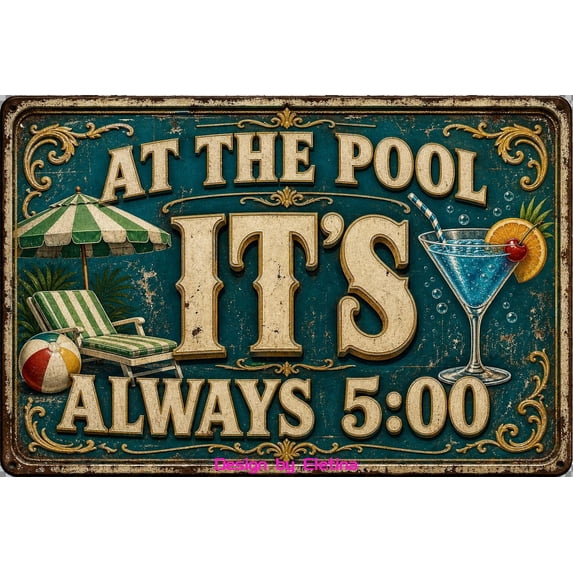 Vintage Metal Tin Sign for Man Cave Pool Rules At The Pool Its Always ...
