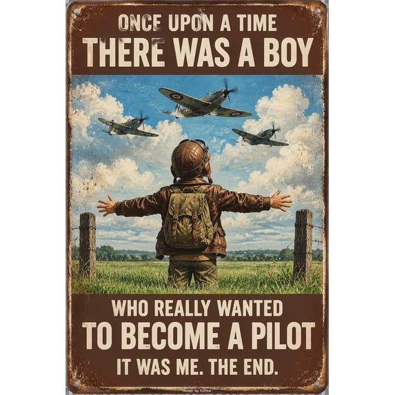 Vintage Metal Tin Sign for Man Cave Rustic Pilot Boys Really Want To Be ...