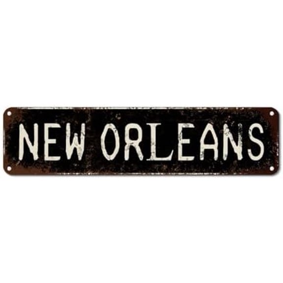 Vintage Metal Tin Sign for Man Cave S New Orleans Plaque New Orleans Black Background Funny Men Retro Wall Plaque Outdoor Patio Yard Pool Garden Porch Garage 12"x8" Private Property Decorative