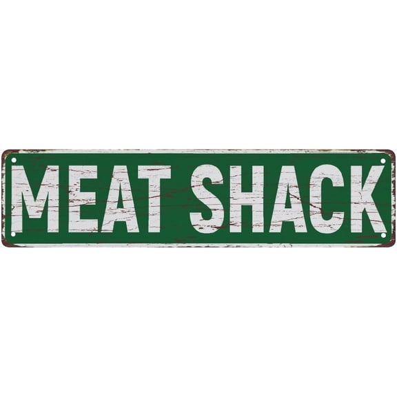 Vintage Metal Tin Sign Meat Shack Vintage Rustic Retro Decor Funny Metal Tin Sign For Home Garage Wall Decor 4"x16"