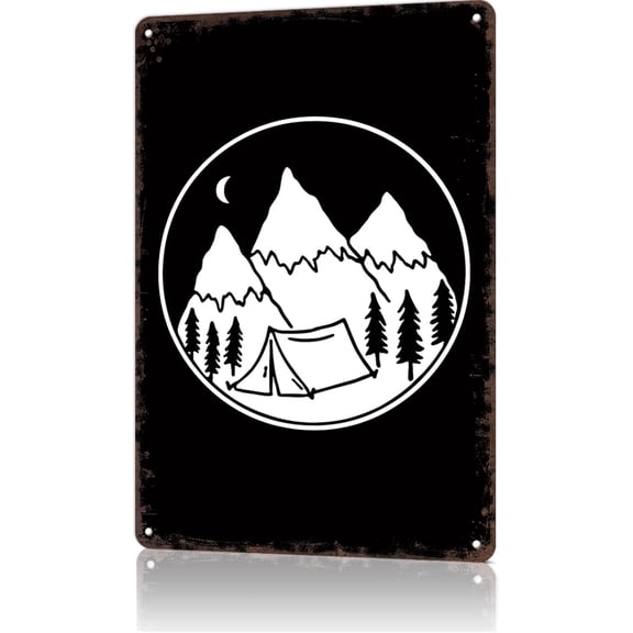 Vintage Metal Tin Sign Mountains Camping Wilderness Woodlands Adventure Posters Wall Art for Dorm Home Office Room Decor 8X12inch