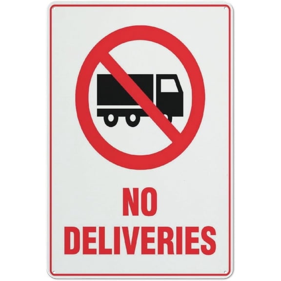 Vintage Metal Tin Sign No Deliveries Retro Metal Tin Signs 12X8 Inch For Shop Yard Man Cave Garage Outdoor Funny Wall Decor Decorative Poster Plate