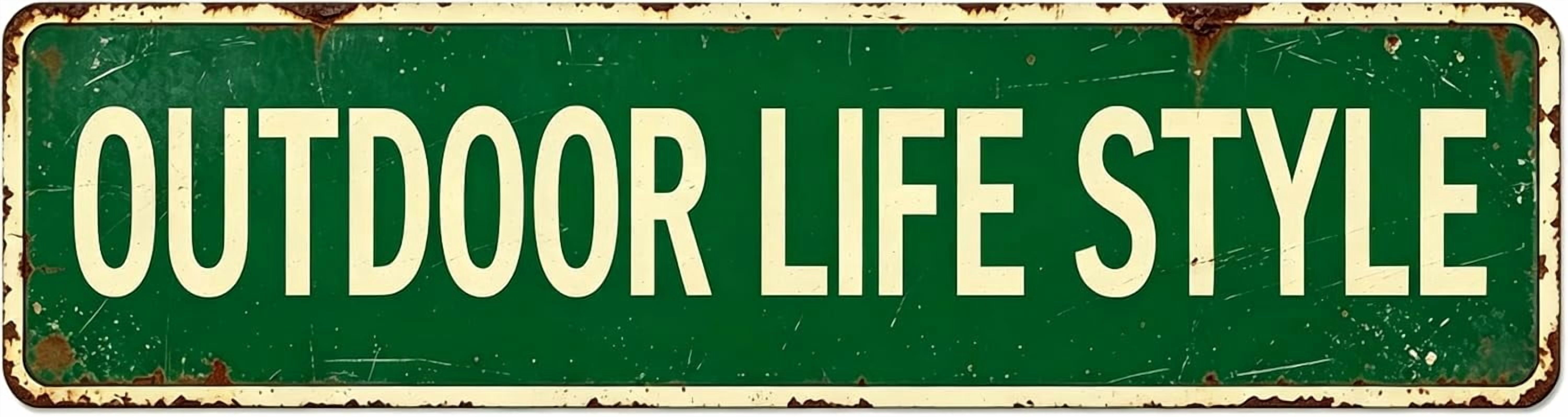 Vintage Metal Tin Sign OUTDOOR LIFE STYLE 16x4 Inch Retro Wall Decor ...