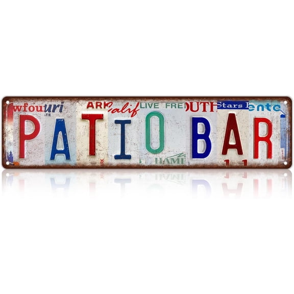 Vintage Metal Tin Sign, Patio Bar Design 8x12 Street Sign Style Home Wall Decor Retro Outdoor Bar Themed Indoor Outdoor Wall Art Decoration for Home 8x12 Inch