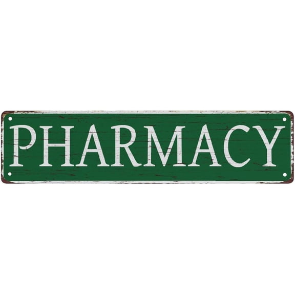 Vintage Metal Tin Sign Pharmacy Rustic Retro Wall Decor for Home Garage 4 x 16 Inch