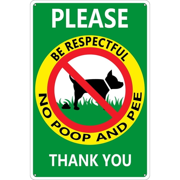 Vintage Metal Tin Sign - Please Be Respectful No Poop And Pee Thank You - Retro Wall Decor for Home, Bar, Kitchen, Bathroom - Funny Gift (Aluminum) Size: 8 x 12 inch