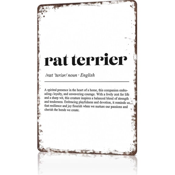 Vintage Metal Tin Sign Rat Terrier Definition Funny Wall Art Poster for Man Cave Office Home Bedroom Decor 8x12 Inch