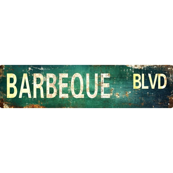 Vintage Metal Tin Sign Retro Barbeque Blvd Signs Stylish Wall Art Plaques for Home Decor Bathroom Kitchen House and Gothic Wall Decor or as a Unique Poster 16x4 in