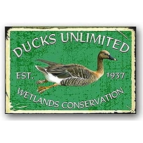 Vintage Metal Tin Sign Retro Ducks Unlimited Outdoor Sportsman Waterfowl Hunter 8X12 Inch