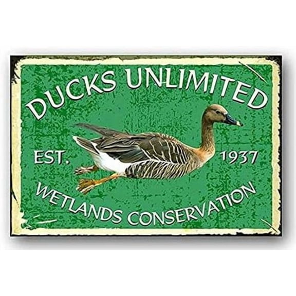 Vintage Metal Tin Sign Retro Ducks Unlimited Outdoor Sportsman Waterfowl Hunter 8X12 Inch