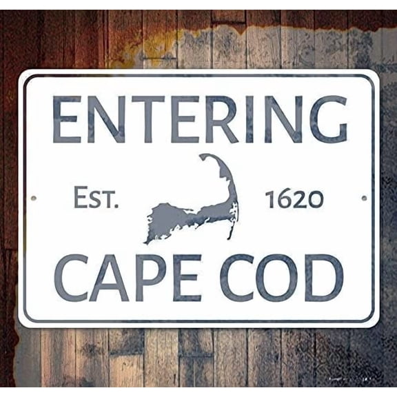 Vintage Metal Tin Sign Retro Entering Cape Cod,Cape Cod Gift Decor, Island Decor, Vineyard Gift, Massachusetts Decor, Quality State, Plaque Wall Art 12"x8"