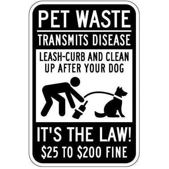 Vintage Metal Tin Sign Retro Wall Decor Pet Waste Clean Up After Your Dog Signs (Black) for Indoor/Outdoor Plaque 8x12 Inch