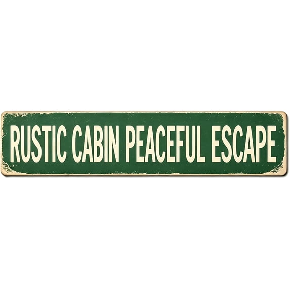 Vintage Metal Tin Sign Rustic Cabin Peaceful Escape 16x4 Inch Retro ...