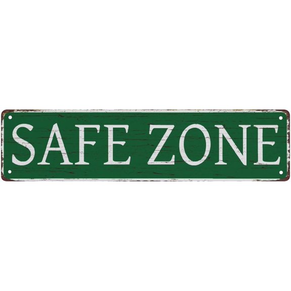 Vintage Metal Tin Sign Safe Zone Vintage Metal Sign Retro Metal Plaque Bar Pub Poster Wall Art Decor Tin Sign 4X16 In / 10X40 Cm