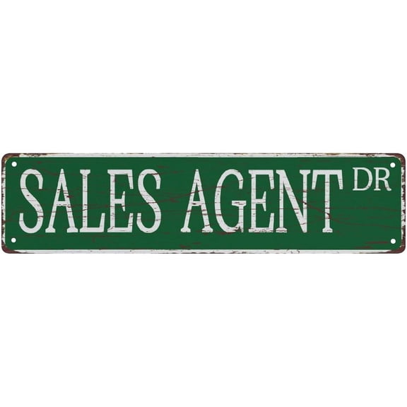 Vintage Metal Tin Sign Sales Agent Vintage Signs Retro Tin Signs Art Plaque Aluminum Sign For Bedroom Kitchen Garden Wall Pub Club Coffee Hanging Sign Decor 4X16 Inches