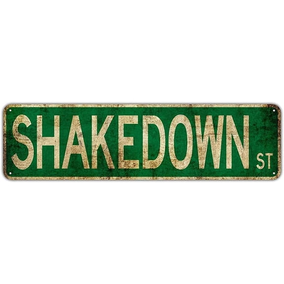 Vintage Metal Tin Sign Shakedown Sign Retro Retro Metal Bar Wall Art Black Hanging Sign for Home Bar Coffee Garden Indoor Ourdoor Decor 16x4 Inch.jpg