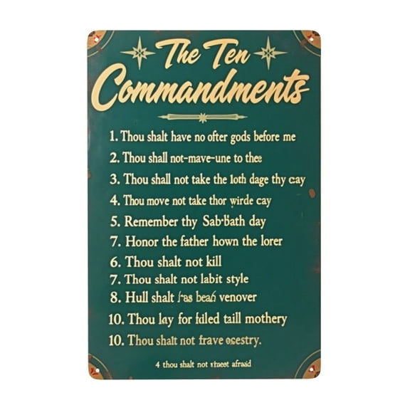Vintage Metal Tin Sign The Ten Commandments Wall Decor Rustic Home Decor 8x12 Inch Metal Sign Funny Home Decor Bar Decor Kitchen Decor Office Decor Retro Metal Sign