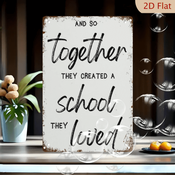 Vintage Metal Tin Sign Together They Created A School Love Homeschool Wall Art Classroom Decor Suitable For Home And Kitchen Bar Cafe Garage 8x12 Inch