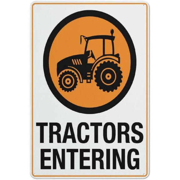 Vintage Metal Tin Sign Tractors Entering Retro Vintage Sign 8"x12", Home Bar Pub Kitchen Restaurant Wall Decor Plaque, Tractor Entry Marker