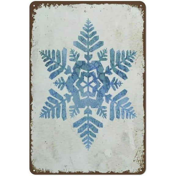 Vintage Metal Tin Sign Vintage Metal Signs Snowflake Sign Winter Christmas Sign Retro Wall Decor Tin Sign Funny Decorations for Home Cafes Office Store Pubs Club Plaque Tin Sign 8x12 inch