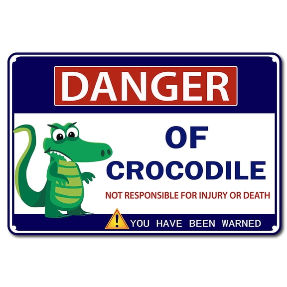 Vintage Metal Tin Sign Wall Decor for Bars Restaurants Cafes Pubs Crocodile Pattern 30x20cm for DIY