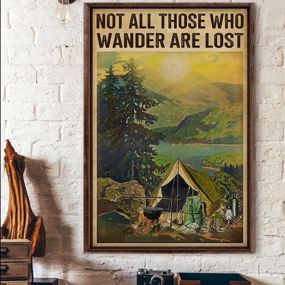 Vintage Metal Tin Sign Not All Those Who Wander are Lost Camping Camper Camp Outdoor Adventure Poster Tin Sign Poster Vintage Metal Signs for Bar Music Club Man Cave Room Wall Decor 8x12 Inch