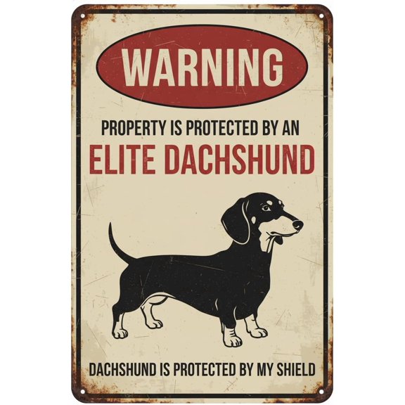 Vintage Metal Tin Sign Warning Attack Dachshund Aluminum Retro For Toilet Restroom Home 8X12 Inches Inch Custom Private Property Signs Outdoor
