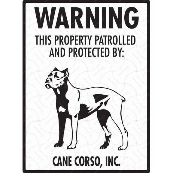 Vintage Metal Tin Sign Warning Cane Corso Dog Patrol Protected Property Aluminum Wall Decor Plaque for Home Garage Bar Office 8x12 Inches