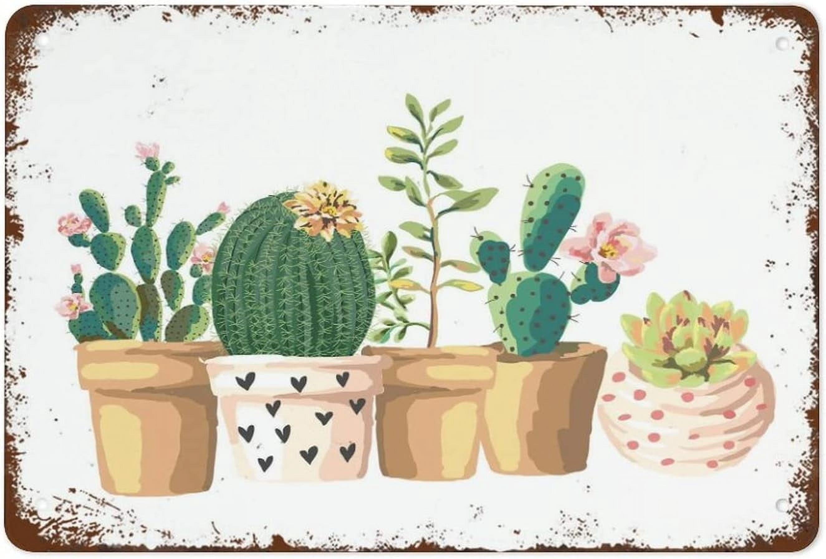 Vintage Metal Tin Sign Watercolor Cactus Succulent Plant Botanical Greenery  Suitable For Home And Kitchen Bar Cafe Garage Decor 8x12 Inch - Walmart.com